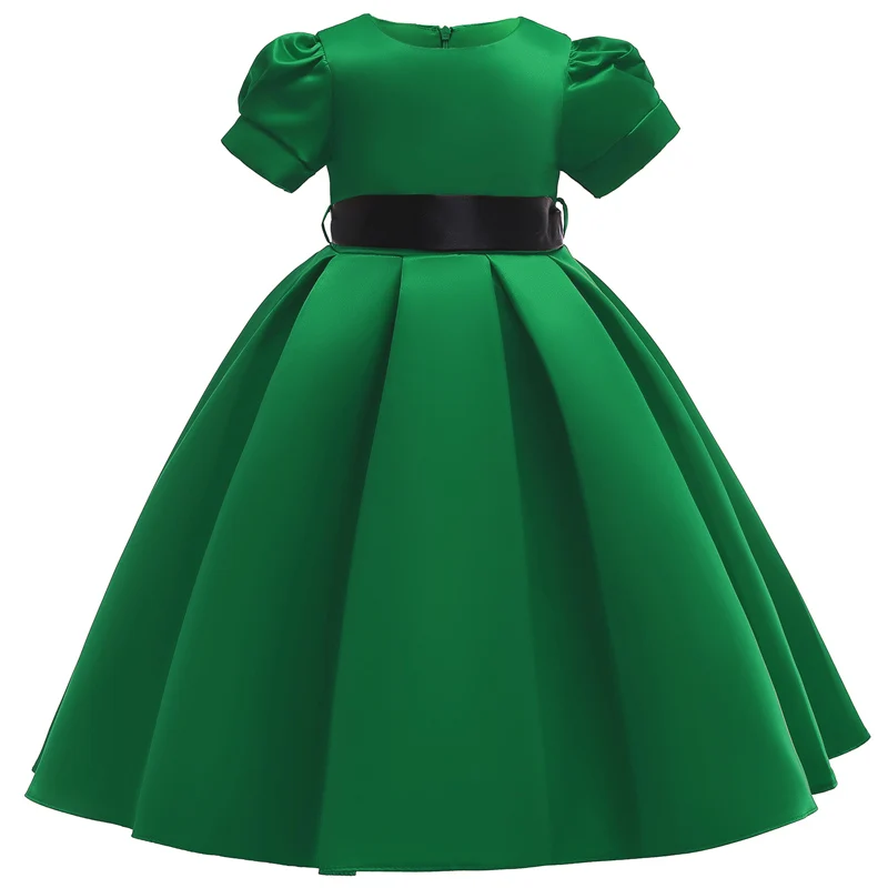 Свадебные вечерние платья высокого качества винно-красного цвета с цветочным узором для девочек бальное платье с короткими рукавами для девочек на день рождения и церемонию, vestido - Цвет: green