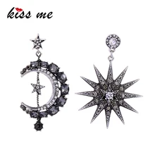 С надписью «KISS ME»(«Поцелуй асимметричное платье с украшением в виде кристаллов с изображением луны и звезд, серьги в Корейском стиле модные женские туфли массивные Винтаж антикварные серьги Роскошные ювелирные изделия