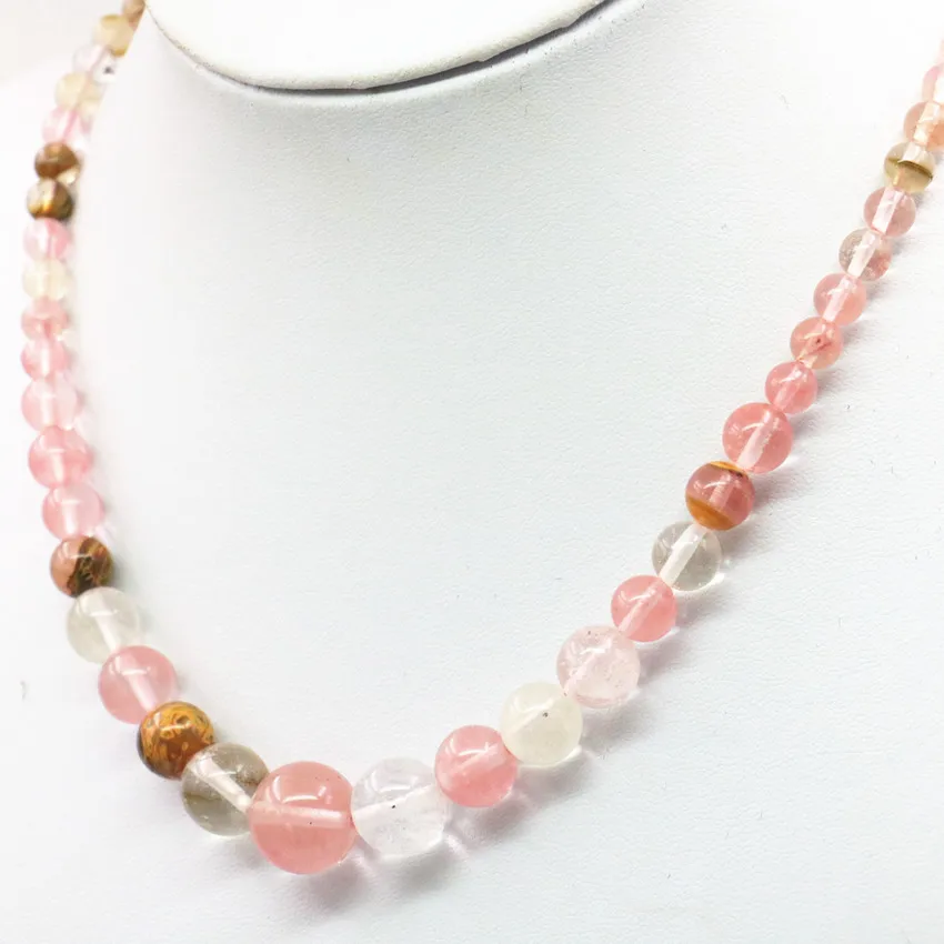 Модное Стильное красивое 6 14 мм арбузное турмалиновое круглое жемчужное ожерелье