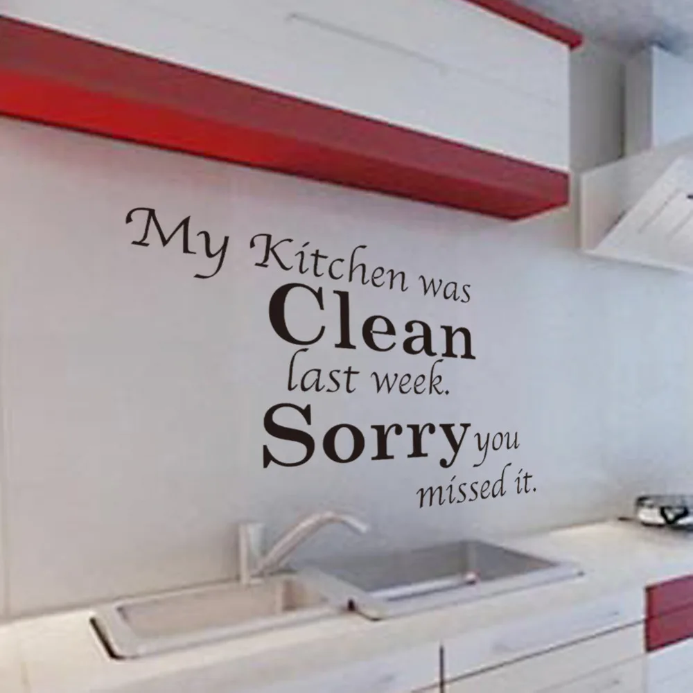 Kitchen Clean English Proverbs quotes DIY Kitchen Wall Stickers Decal Home Accessories 8072 Home Decor