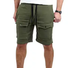 Летние спортивные мужские однотонный с кулиской шорты Fifth брюки для фитнеса