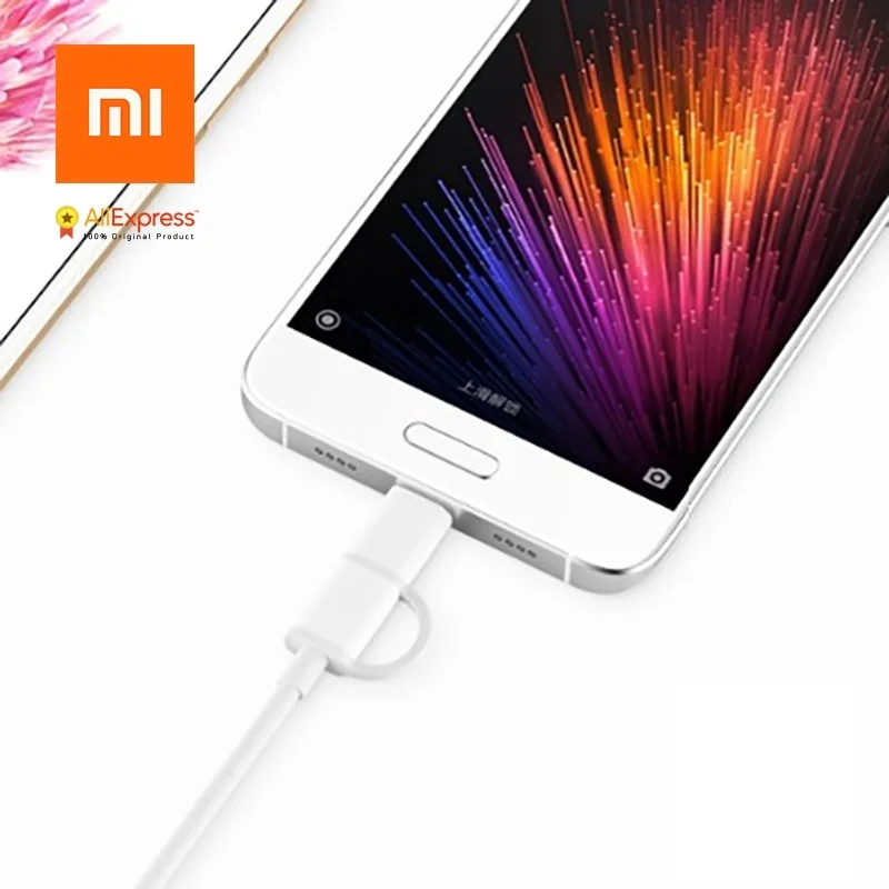 Оригинальный кабель Xiaomi 2 в 1 Micro USB Type C для быстрой зарядки и синхронизации данных