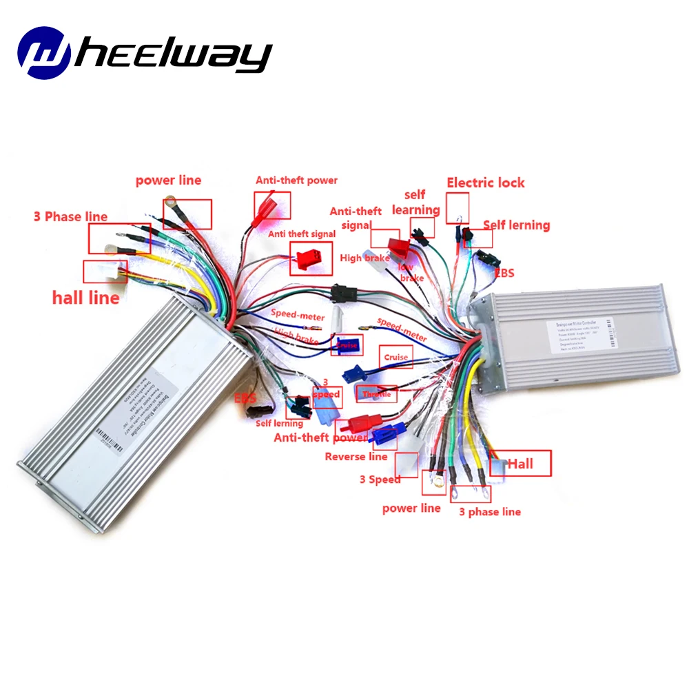 WHEELWAY36V48V 500 Вт 800W1000W параллельный контроллер e набор для преобразования велосипедов для двухприводного двигателя BLDC 2 контроллера с ЖК-дисплеем ebike