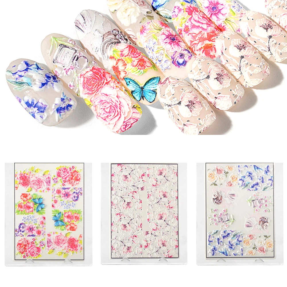 

1 Sheet Water Transfer Engraved Flower Nail Sticker DIY Manicure Slider Design Nail Art Decoration