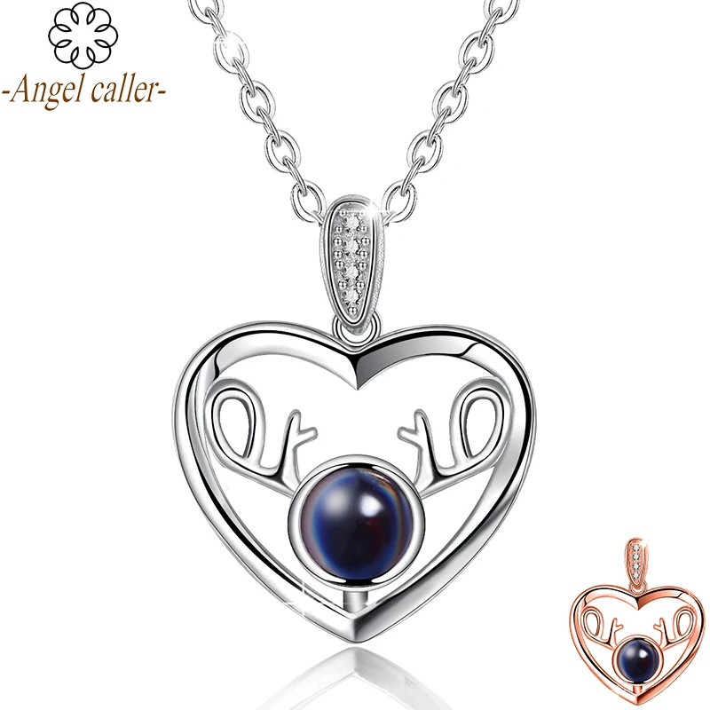

Angel Caller 925 Sterling Silver 100 Languages I Love You Necklace Projective Sparkly Pendant Romantic Love Memory Jewelry Gift