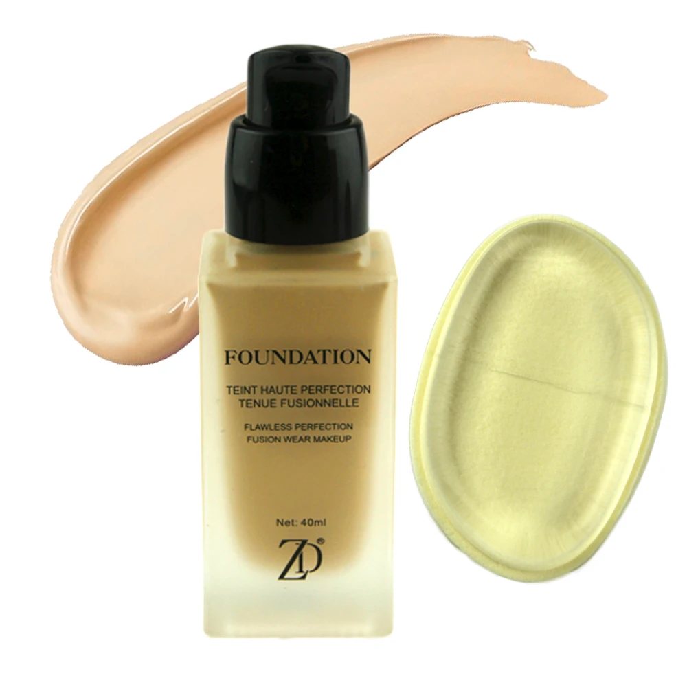 

ZD 2pcs Face Primer Makeup Set Base Maquiagem Liquid Foundation With 2IN1 Cosmetic Puff Kit Brighten Natural Concealer B8009p