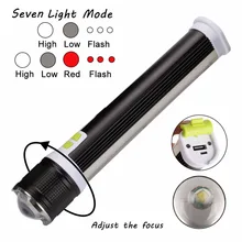 2-in-1 spotlight 1*COB LED +1*T6 LED Multi-function flashlight lanterna 7 Modes USB Rechargeable Torch for phone charger