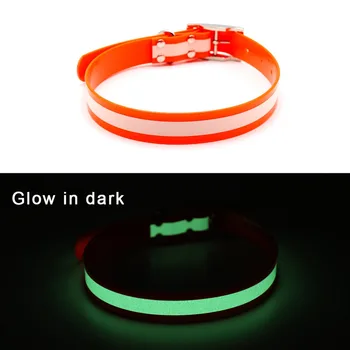 

High quality TPU+Nylon waterproof night glowing pet dog collar Night Safety collars deodorant collar 5 Colors pet supplies
