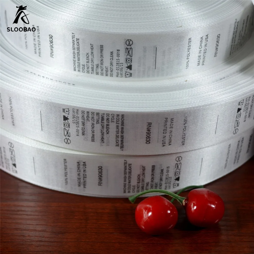 Free Shipping Custom Printed Satin Labels garment Clothing Tags woven