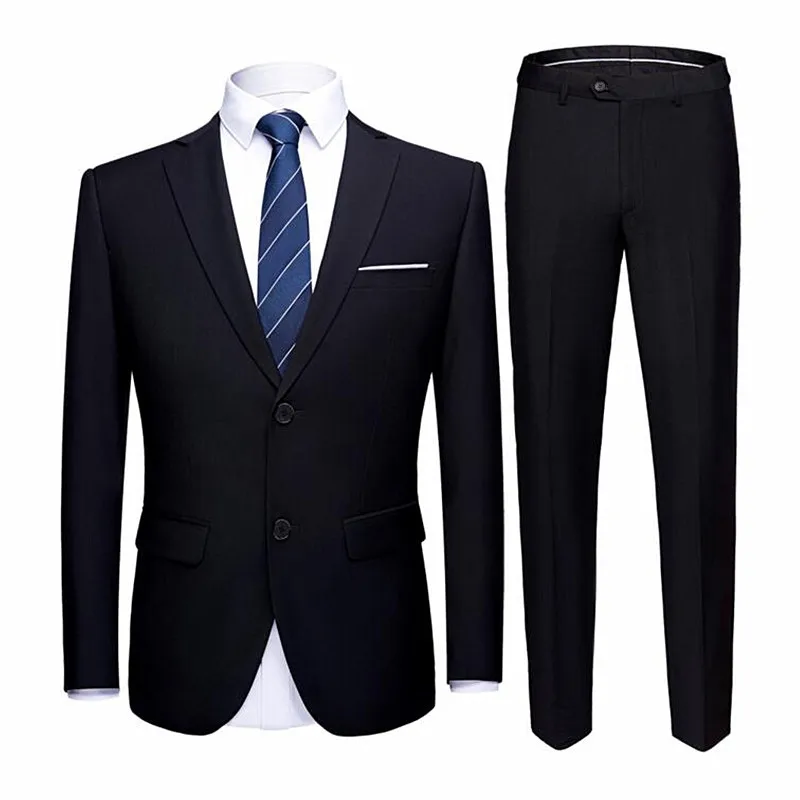 Пиджак+ брюки комплект из 2 предметов/ модная новинка мужской повседневный бутик деловой костюм свадебный костюм жениха пиджак брюки - Цвет: 905 tou ming