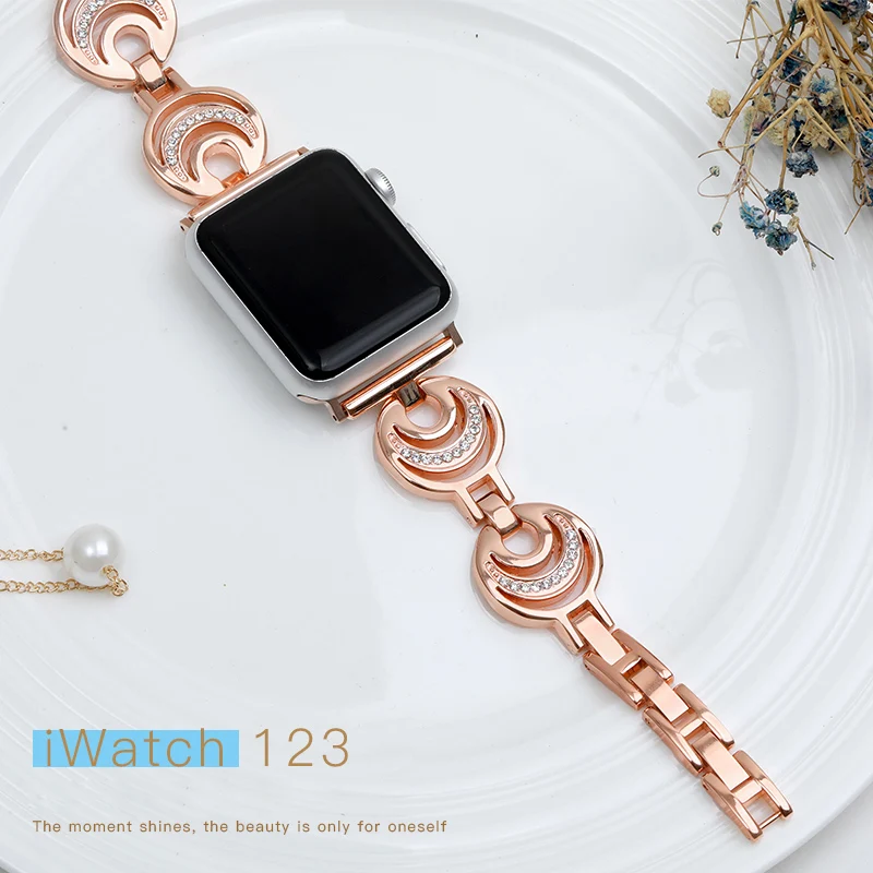 Chain Strap for Apple Watch Band 38mm 42mm Series 3 2 1 Stainless Steel Metal for iwatch Women Watchbands Straps
