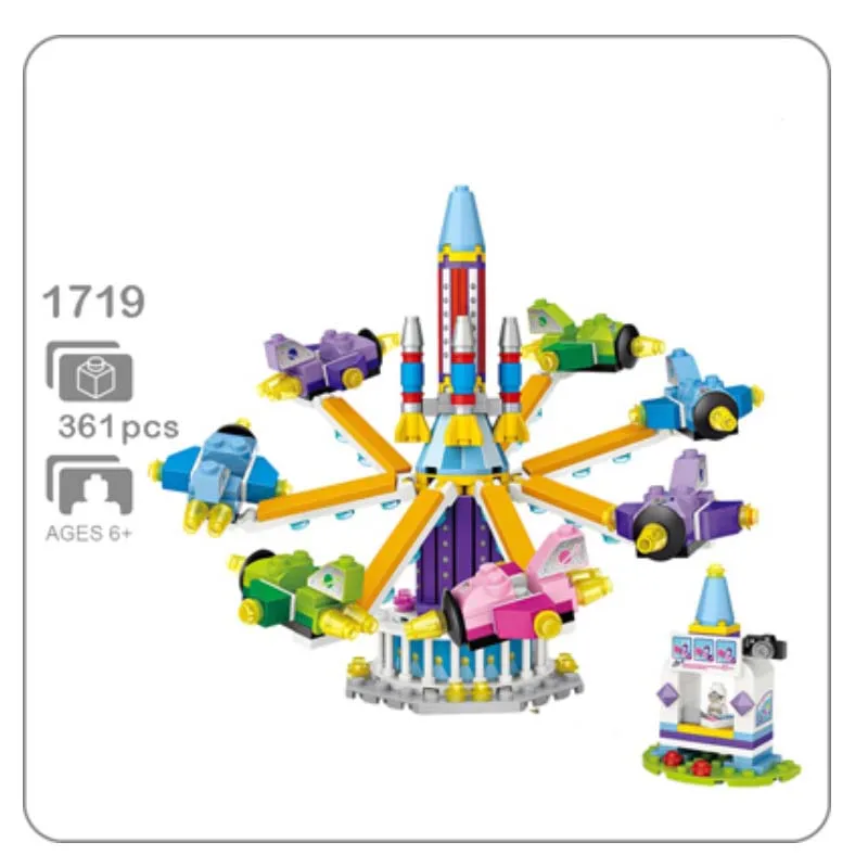 Mini Blocks Amusement Park Brick Building Blocks Toys For Kids Assembly Diy Children Street City View Educational 3D Model