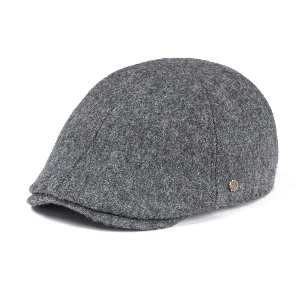 VOBOOM Woollen Tweed Mens Flat Cap Gray Retro Vintage Newsboy Caps 6