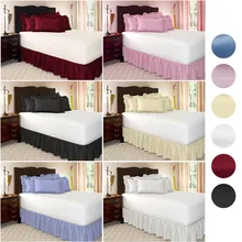 Чистый цвет легкая посадка кровать юбка отель эластичная лента без поверхности кровати обернуть вокруг королевы пыли рюшами Высокое качество Прямая
