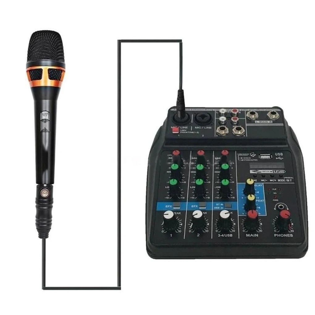 

Profession Mixing Console USB Port Powered Mini Bluetooth 4 Channel Stage Performance Live Action Audio Mixer
