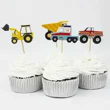 24 шт. тракторный торт десерт вставленная карта Prodcard кексы детские украшения на день рождения автомобиль трактор узор торт Decorati
