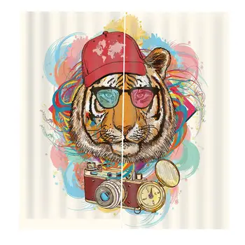 

tiger curtains 3D Curtain Luxury Blackout Window Curtain Living Room Blackout curtain