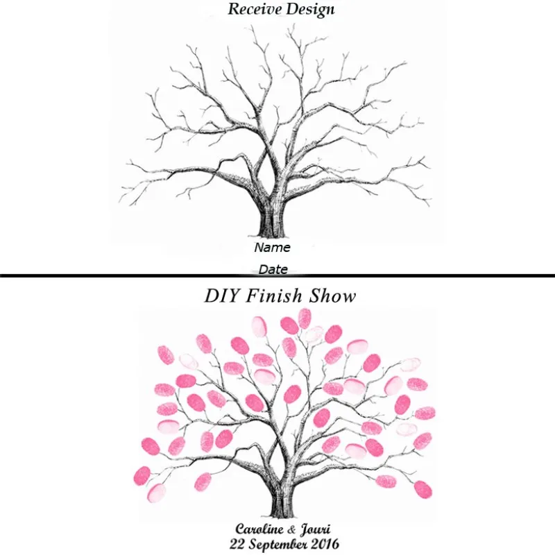 Отпечаток пальца подписи холст Рисование воздушный шар дерево свадебный подарок персонализировать Свадебные украшения DIY Гостевая книга - Цвет: SZ 001