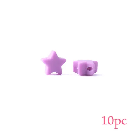 Давайте сделаем детский прорезыватель, 10 шт., 14 мм, грызун, силиконовые бусины в форме маленькой звезды, сенсорная активность, прорезыватель, погремушка, игрушки, аксессуары для медсестер - Цвет: purple star