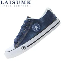 2017 LAISUMK Women Casual Shoes Canvas New Denim Trainers Stars Fashion Flats Basket Tenis Feminino Size 35-44