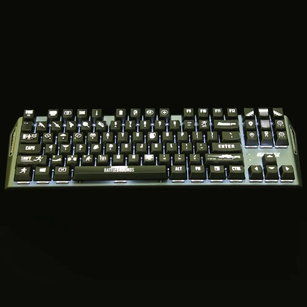 YMDK Battlegrounds ABS новинка 61 87 108 1,5 мм толщина блеск через Keycap только набор ключей для Mx механическая клавиатура - Цвет: 87