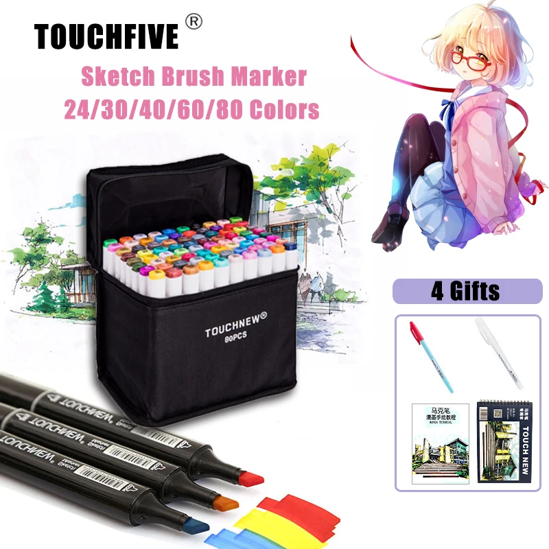 

TOUCHFIVE 24/30/40/60/80/ Color Copic Markers Double Head Sketch Markers Dual Brush Ink Pen Drawing Manga Art Supplies