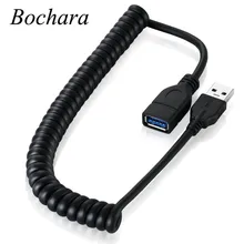 Bochara эластичный спиральный USB 3,0 кабель-удлинитель папа-мама M/F 9+ 1 Медные сердечники