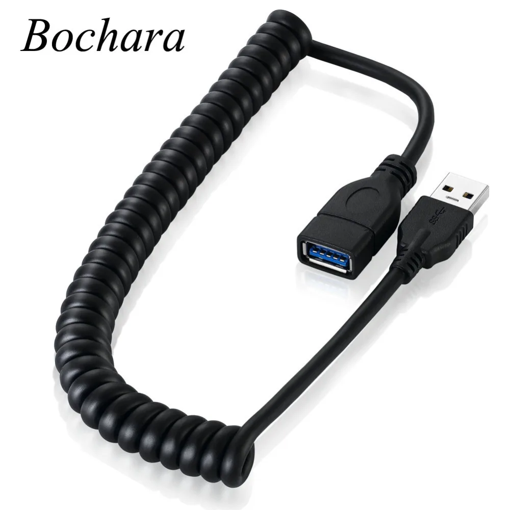 Bochara эластичный спиральный USB 3 0 Удлинительный кабель штекер-гнездо M/F 9 + 1 медный