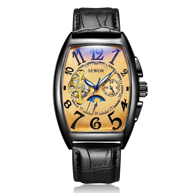 Sewor Skeleton Automatic Watch Gold | Sewor Watches Mens Automatic 