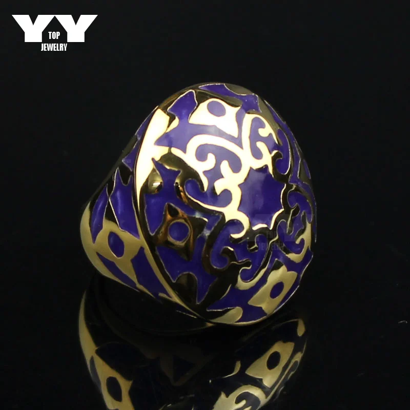 Акция LYCOON! Новое модное мужское или женское кольцо 316L из нержавеющей стали, кольца трех цветов из смолы, импортное эмалевое золотое покрытие R3039