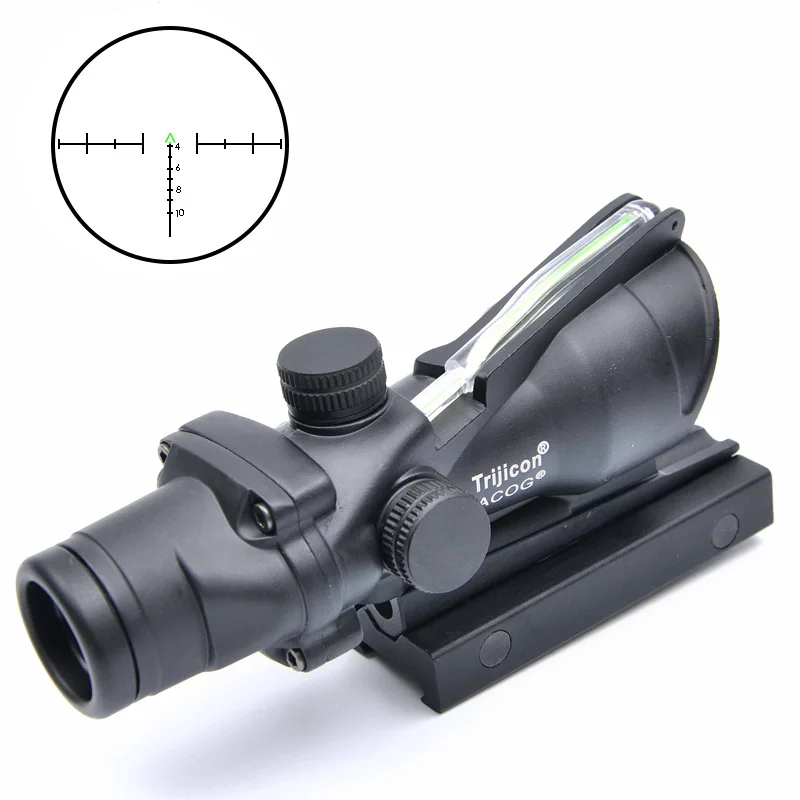 Trijicon ACOG 4X32 прицел Сфера Настоящее красный источник волокна красный прицел для винтовки с подсветкой w/RMR микро красная точка - Цвет: Зеленый