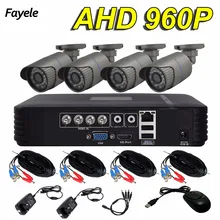 Fayele открытый 4ch безопасности Камера Системы 4 шт. AHD 960 P CCTV пуля Камера IP66 Водонепроницаемый День Ночь видеонаблюдения DIY комплект no HDD