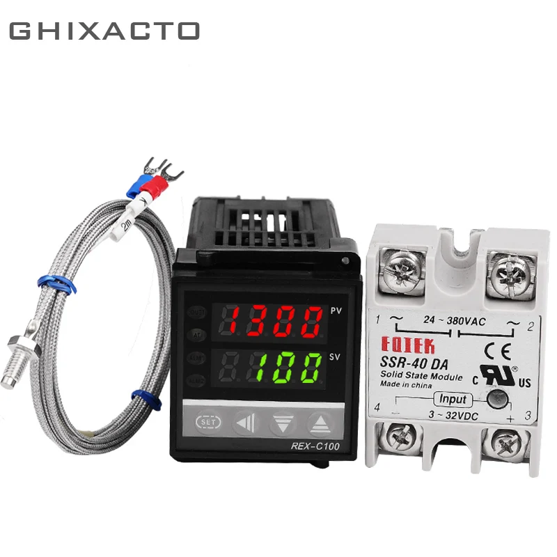 

Alarm PID Digital Temperature Thermostat Regulator Controller REX-C100 SSR Output Thermocouple K Type Probe Sensor State Relay