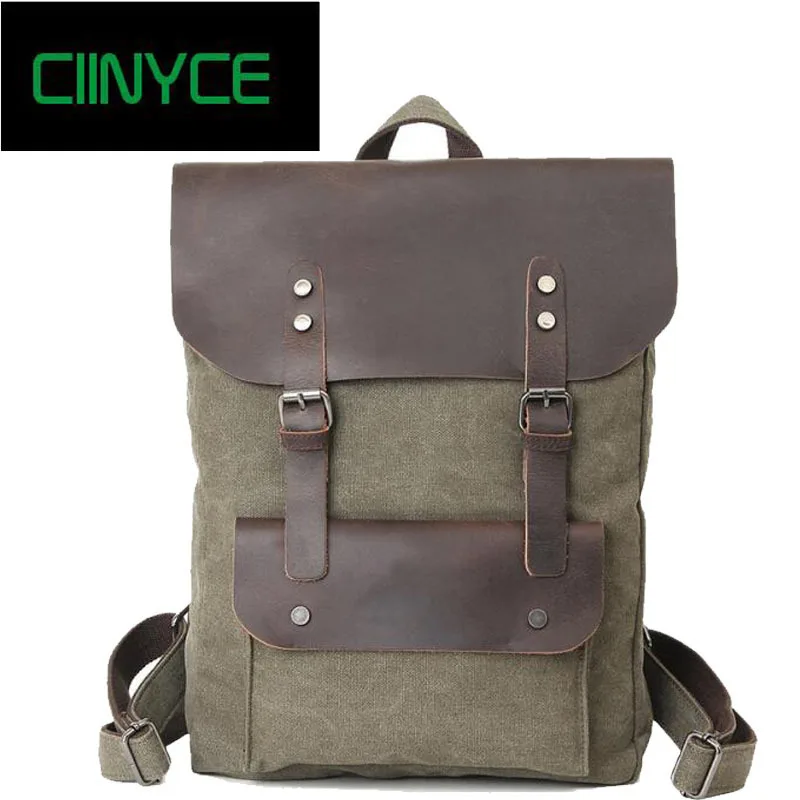 

2018 New Arrival Waxed Water Proof Canvas Cowhide Horsehide Unisex men's women's Travel Bags School Laptop Vintage Backpacks