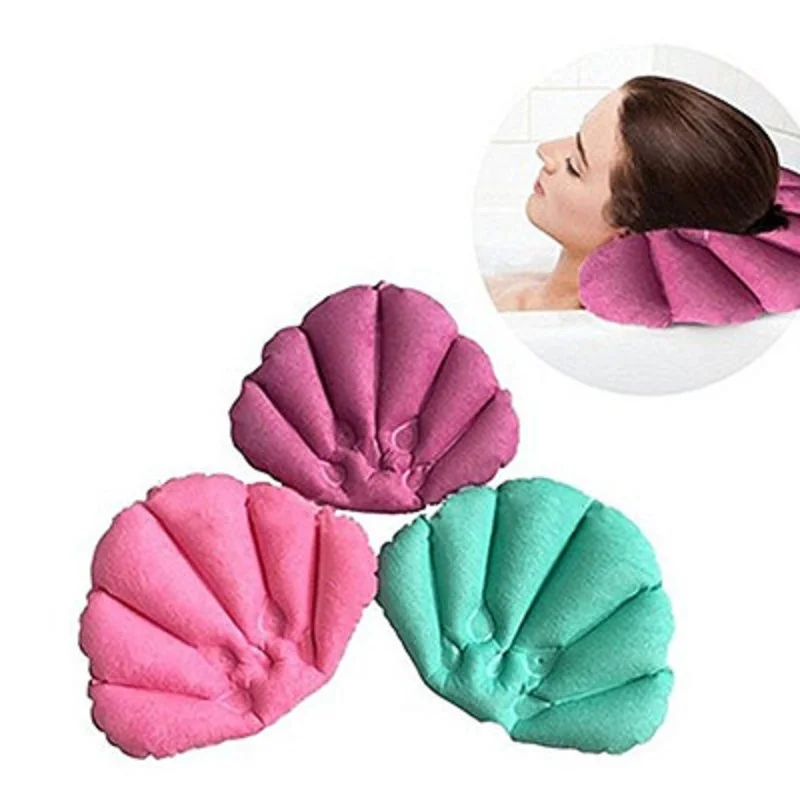 

Soft Bathroom Pillow Inflatable Bath Cups Shell Shaped Neck Bathtub Cushion Bathroom Accessories Random Colors