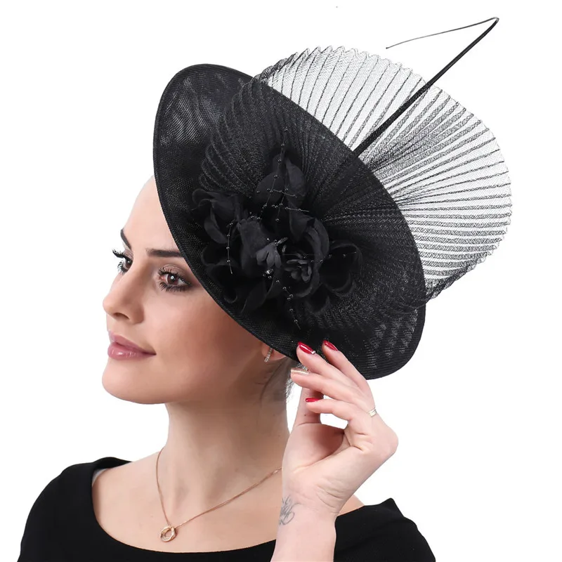 Black Fascinators Hat Women Elegant 