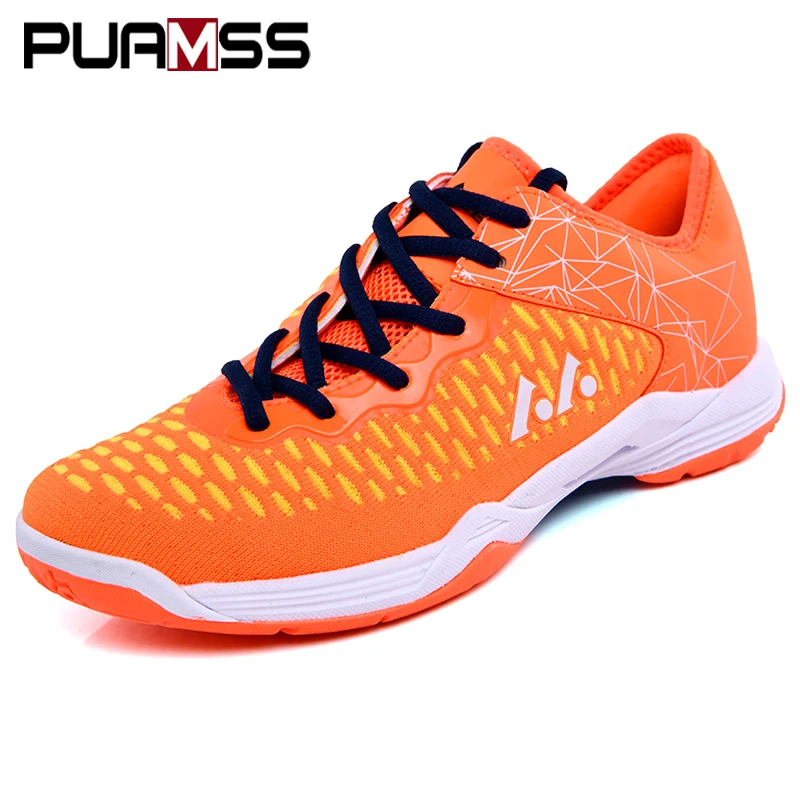 Badminton Shoes Breathable Mesh Sneakers New Men Women Badminton Training Shoes Outdoor Sports Badminton Shoes - Цвет: Orange