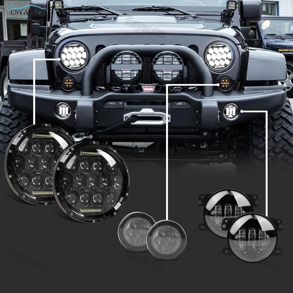 1 set Combo 4" Auxiliary Passing Lamps classic+7 Inch LED Offroad