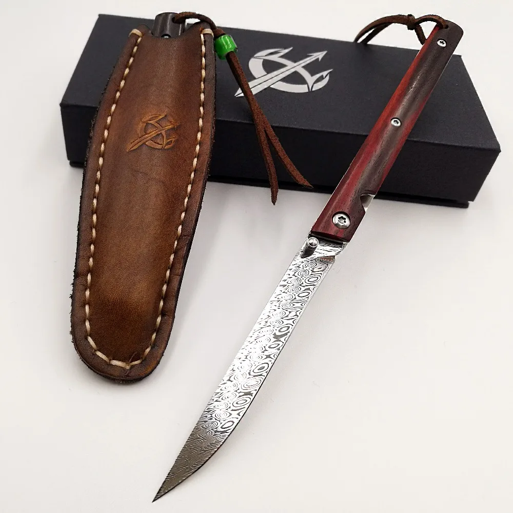 Swedish Powder Damascus Steel Folding Knife Wood Handle M390 Pocket Knives Sharp High Hardness Outdoor Mini Portable EDC Tools