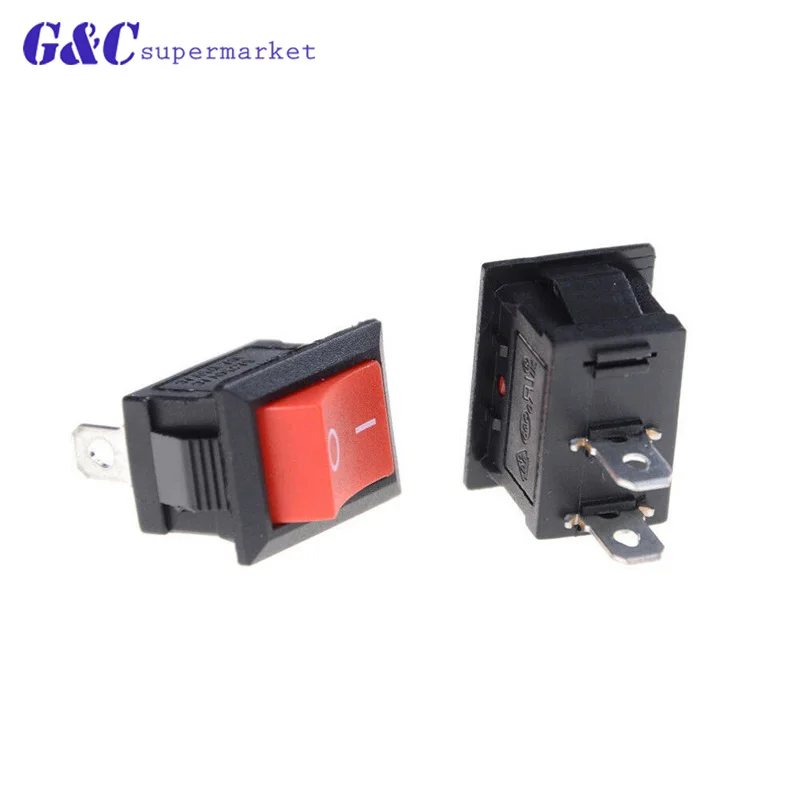 5pcs KCD1-101 AC 6A 250V 2 Pin ON/OFF I/O SPST Snap in Mini Red Button Boat Rocker Switch 15*21MM