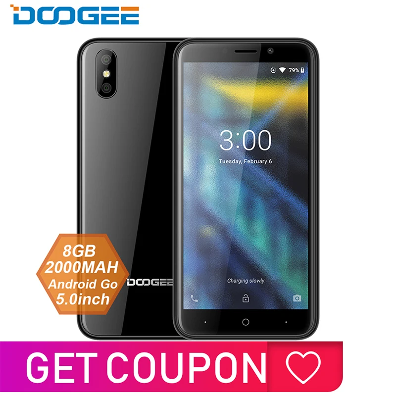 

DOOGEE X50 mobile phone Android 8.1 MTK6580M Quad-Core 1GB RAM 8GB ROM Dual Cameras 5.0inch 2000mAh Dual SIM Smartphone WCDMA