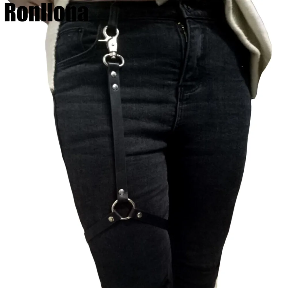 

Women Sexy Harajuku Faux Leather Harness Tight Suspender Punk Straps Single Leg Ring Garter Belts Body Bondage Festival Rave Top