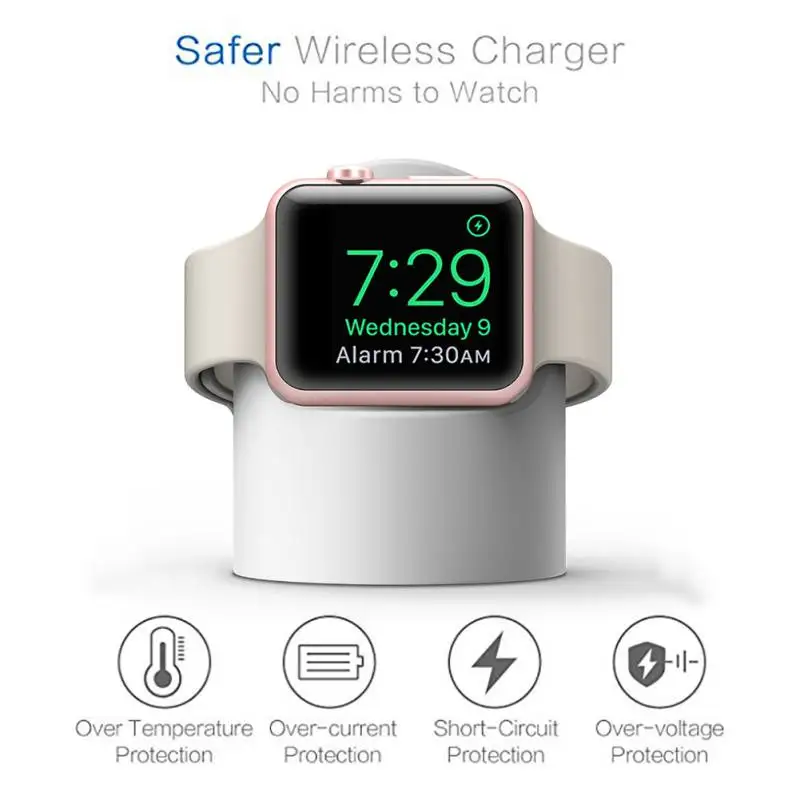 Мягкая силиконовая подставка для зарядки часов для Apple Watch 1 2 3 4 Fashin настольное зарядное устройство для iwatch 1 2 3 4 (38 мм и 42 мм) с кабелем 1 м