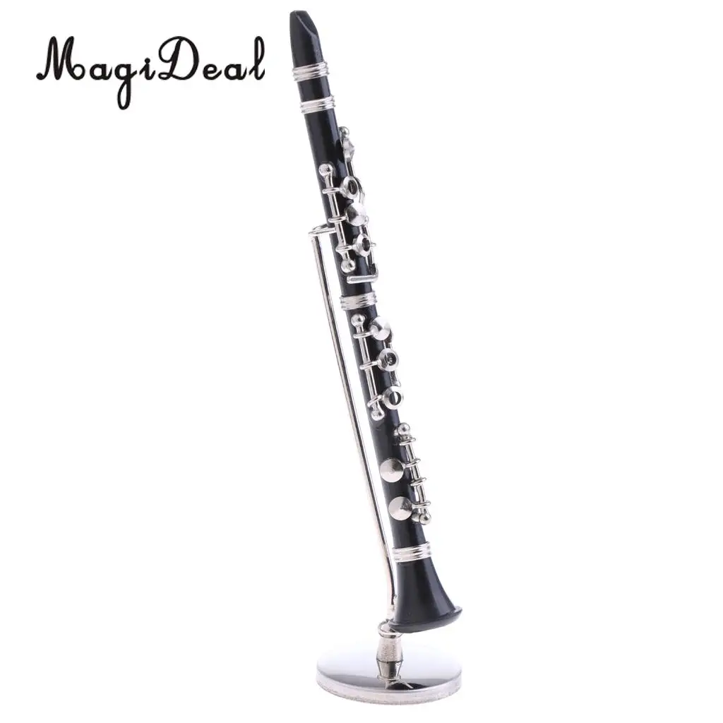 Miniature ABS Plastic Black Clarinet Musical Instrument with Box for 1/12 Dollhouse Music Room Table Decor Children Toy Gift