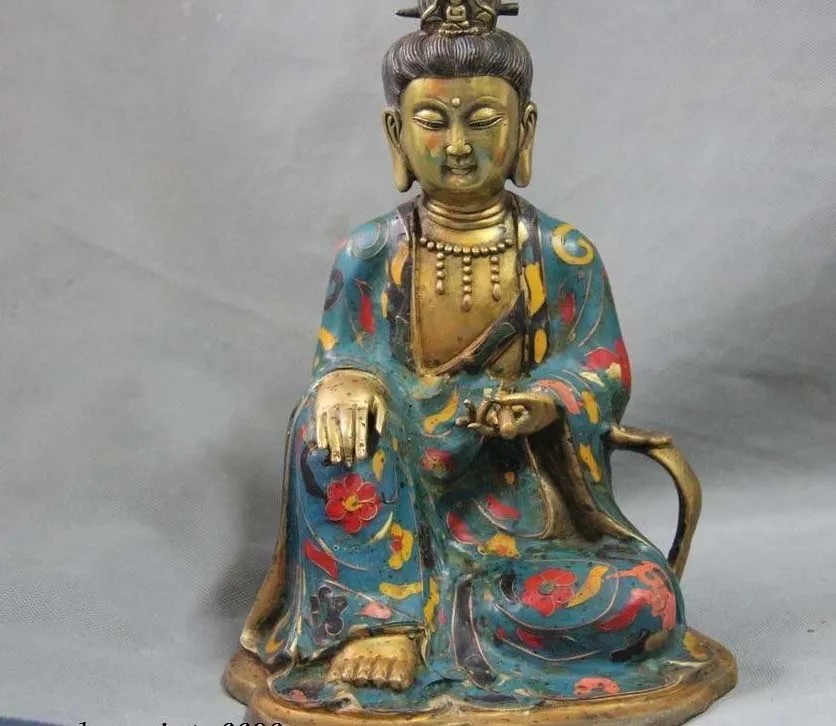 

12 Copper Bronze Cloisonne Gild Scripture freedom Guan Yin Kwan-yin Boddhisattva