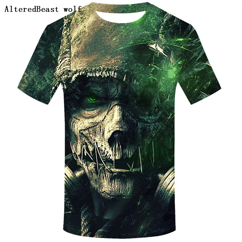 

JCCHENFS 2019 3d T shirt Men Summer Short Sleeve Fashion Skull T Shirt Brand Men Casual Tee shirt Resident Evil Men's T-shirt