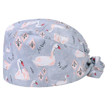 

Swan Gray Surgical Cap Doctor Women Nurse Scrub Hat Medical Hats 100% Cotton Gorgeous Surgery Doctor Working Caps Chemo Cap