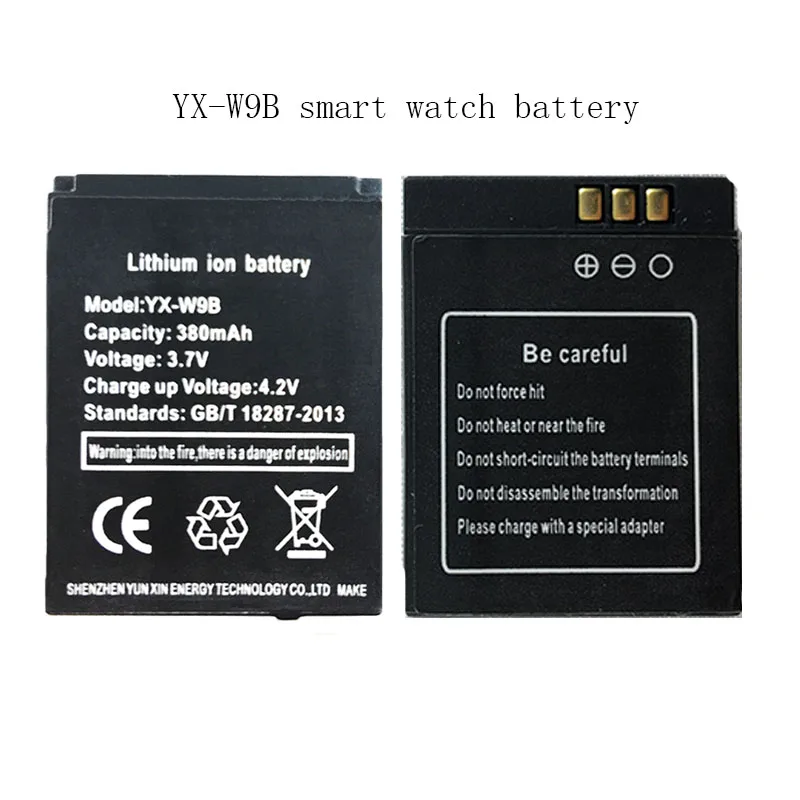 

YX-W9B battery for watch phone battery 380 mAh for dz09 smart watch battery