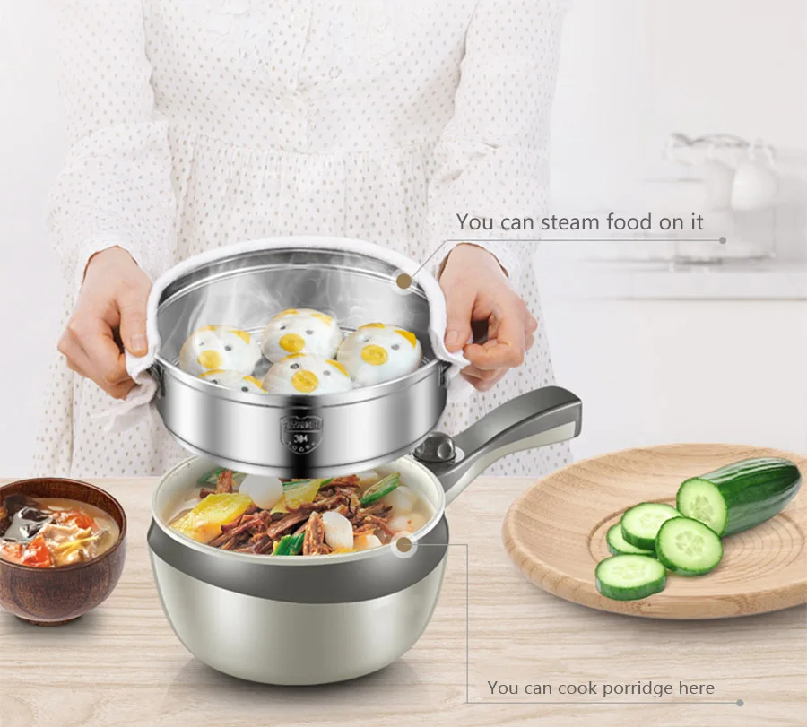 Portable Electric Multi Cooker Multicooker Noodle Cooker Pot Kitchen Mini Hot Pot Hotpot Steamer Fry Pan Dorm Room