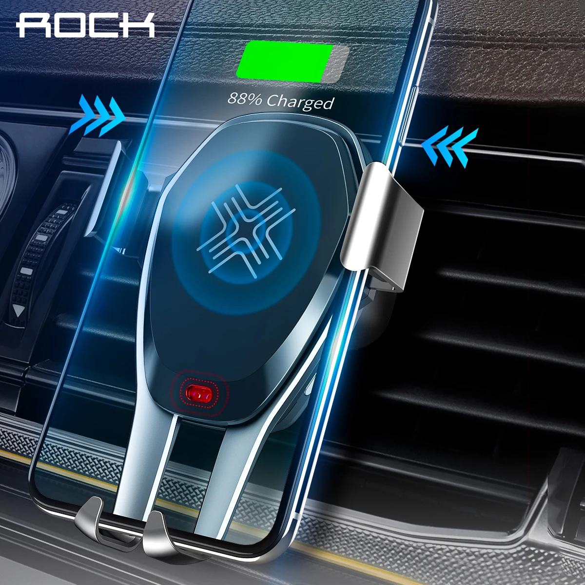 ROCK Wireless Car Phone Charger Intelligent Infrared Sensor Qi Fast for